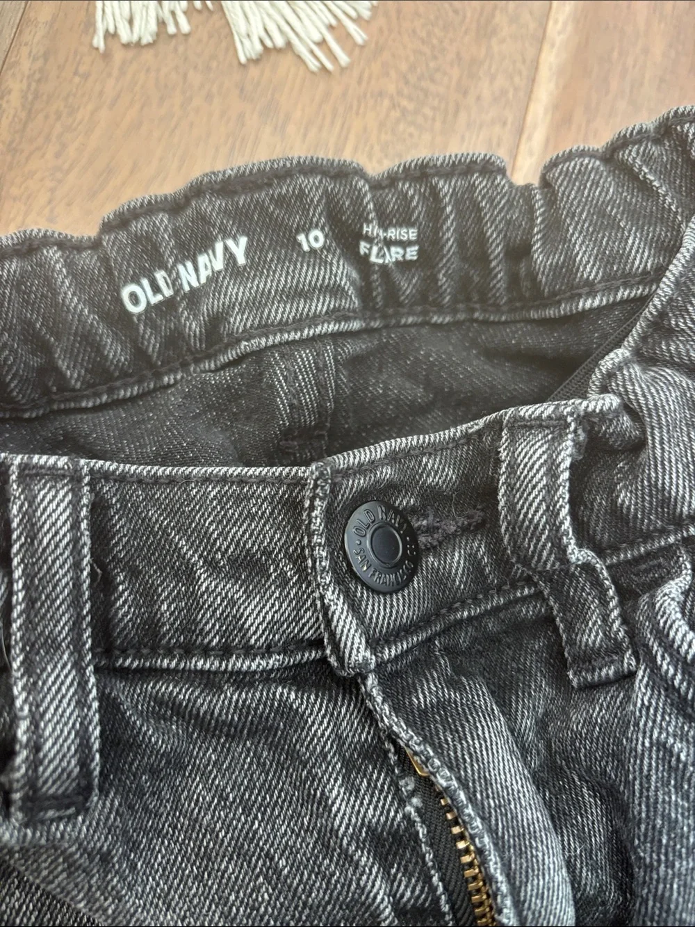 Old Navy girls faded black Jeans - high rise flare jeans